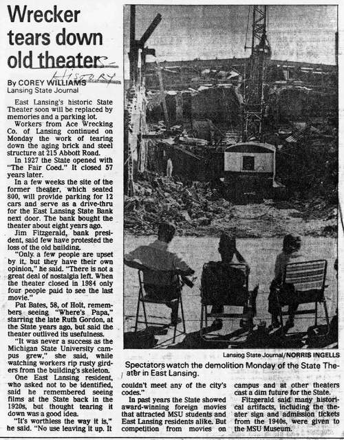 State Theatre - State Demo 9-5-85 From Ron Gross (newer photo)